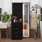 Stilvoller Famapy-Schminkschrank mit großem LED-Spiegel und unterteilten Schubladen, Aufbewahrungsschrank in Weiß, Schwarz oder Rosa, geräumiger Organizer für Kosmetik im Schlafzimmer