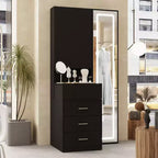 Stilvoller Famapy-Schminkschrank mit großem LED-Spiegel und unterteilten Schubladen, Aufbewahrungsschrank in Weiß, Schwarz oder Rosa, geräumiger Organizer für Kosmetik im Schlafzimmer