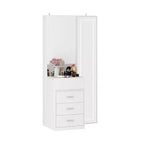 Stilvoller Famapy-Schminkschrank mit großem LED-Spiegel und unterteilten Schubladen, Aufbewahrungsschrank in Weiß, Schwarz oder Rosa, geräumiger Organizer für Kosmetik im Schlafzimmer