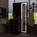 Stilvoller Famapy-Schminkschrank mit großem LED-Spiegel und unterteilten Schubladen, Aufbewahrungsschrank in Weiß, Schwarz oder Rosa, geräumiger Organizer für Kosmetik im Schlafzimmer