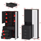 Stilvoller Famapy-Schminkschrank mit großem LED-Spiegel und unterteilten Schubladen, Aufbewahrungsschrank in Weiß, Schwarz oder Rosa, geräumiger Organizer für Kosmetik im Schlafzimmer