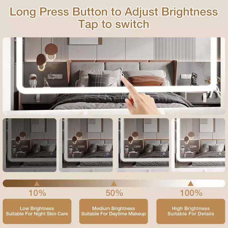 Hommpa sminkasztal töltőállomással és tárolópolcokkal, fehér, egy szekrénnyel
