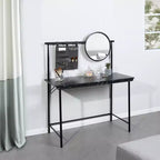 FurnitureR Vanity Desk with Removable Circular Mirror Simple Makeup Dressing Table Multifunctional Dressing Desk Writing Desk for Bedroom, Black