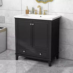 Bathroom Vanity with Single Top Sink, Freestanding Modern Bathroom Storage Cabinet with 2 Doors & 1 Drawer