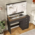 39 Vanity Desk with Mirror and Lights, 5 Drawers Makeup Vanity Desk with Tempered Glass top