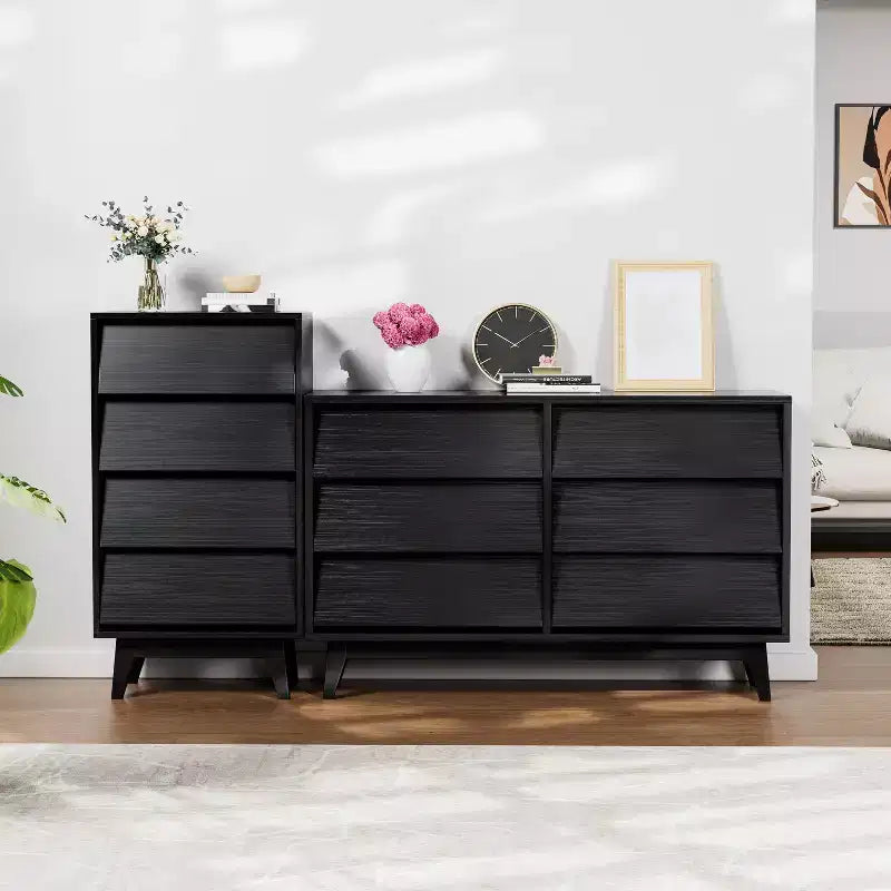 6 Drawer Dresser for Bedroom, Vintage Wide Chest of Drawers with Bevel Design, Accent Double Dresser Storage Organizers