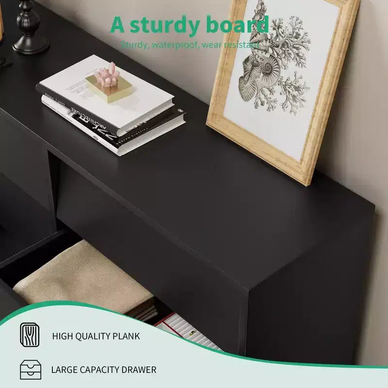 6 Drawer Dresser for Bedroom, Vintage Wide Chest of Drawers with Bevel Design, Accent Double Dresser Storage Organizers