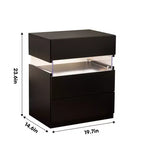 Nightstand with 3 Drawers, Modern Bed Side Table with Acrylic Board, RGB LED Lights, Bedroom End Table, Small Night Stands