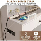 Vanity Desk with Mirror and Lights,Adjustable Brightness Vanity Table with Drawers & Cabinets, Storage,Power Outlet,Makeup Dressing Table