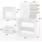Vanity Desk Table with Lighted Mirror ,Makeup Vanity with Power Outlet 3 Colors Lighting Adjustable Brightness Vanity Table for Women