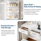Vanity Desk Table with Lighted Mirror ,Makeup Vanity with Power Outlet 3 Colors Lighting Adjustable Brightness Vanity Table for Women
