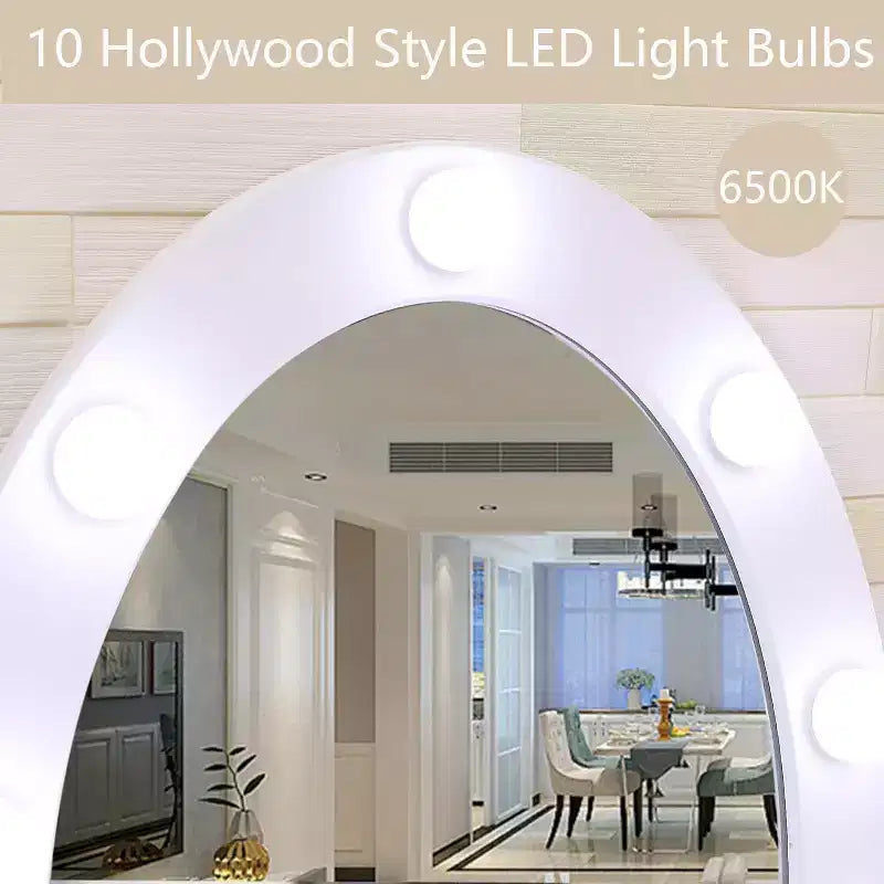 Moderner Schminktisch mit Spiegeln und LED-Beleuchtung, hölzerner 2-in-1-Kosmetik- und Frisiertisch mit Stühlen, Schubladen und Stauraum fürs Schlafzimmer