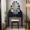 Modern Vanity Table with Mirrors and LED Light,Wooden 2 in 1 Makeup Desk Dressing Table with Chairs,with Drawers ,Storage,for Bedroom