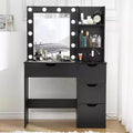 Vanity Desk with Mirror, Modern Makeup Vanity Table with 4 Drawers and 3 Storage Shelves Dressing Table for Bedroom, Dressing Room, Cloakroom