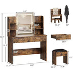 Makeup Vanity Desk with Mirror, Modern Vanity Set with Storage Drawers and Stool, Large Dressing Table for Bedroom, Cloakroom, Dressing room
