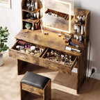 Makeup Vanity Desk with Mirror, Modern Vanity Set with Storage Drawers and Stool, Large Dressing Table for Bedroom, Cloakroom, Dressing room