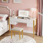 47 Makeup Vanity Desk with Flip Top Mirror, Modern Makeup Vanity Set with Chair and 5 Drawers for Bedroom, Dressing room, Cloakroom