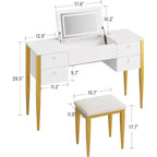 47 Makeup Vanity Desk with Flip Top Mirror, Modern Makeup Vanity Set with Chair and 5 Drawers for Bedroom, Dressing room, Cloakroom