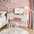 47 Makeup Vanity Desk with Flip Top Mirror, Modern Makeup Vanity Set with Chair and 5 Drawers for Bedroom, Dressing room, Cloakroom