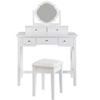 Schminktisch mit wendbarem Spiegel, eleganter, stilvoller Schminktisch mit 5 Schubladen und gepolstertem Hocker, platzsparende Beauty-Station