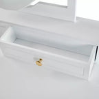 Schminktisch mit wendbarem Spiegel, eleganter, stilvoller Schminktisch mit 5 Schubladen und gepolstertem Hocker, platzsparende Beauty-Station
