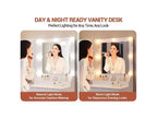 Vanity Desk with Mirror, 3 Lighting Modes Lights, Built-in Outlets & USB Ports, Spacious Drawers & Storage Cabinet, Makeup Dressing Table for Bedroom