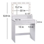 Okak eleganter Schminktisch mit breitem Spiegel, kleiner Schminktisch mit 2 Schubladen und Ablage, kompakter Schminktisch für Schlafzimmer, Wohnzimmer oder Studio