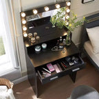 Okak eleganter Schminktisch mit breitem Spiegel, kleiner Schminktisch mit 2 Schubladen und Ablage, kompakter Schminktisch für Schlafzimmer, Wohnzimmer oder Studio
