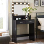 Okak eleganter Schminktisch mit breitem Spiegel, kleiner Schminktisch mit 2 Schubladen und Ablage, kompakter Schminktisch für Schlafzimmer, Wohnzimmer oder Studio