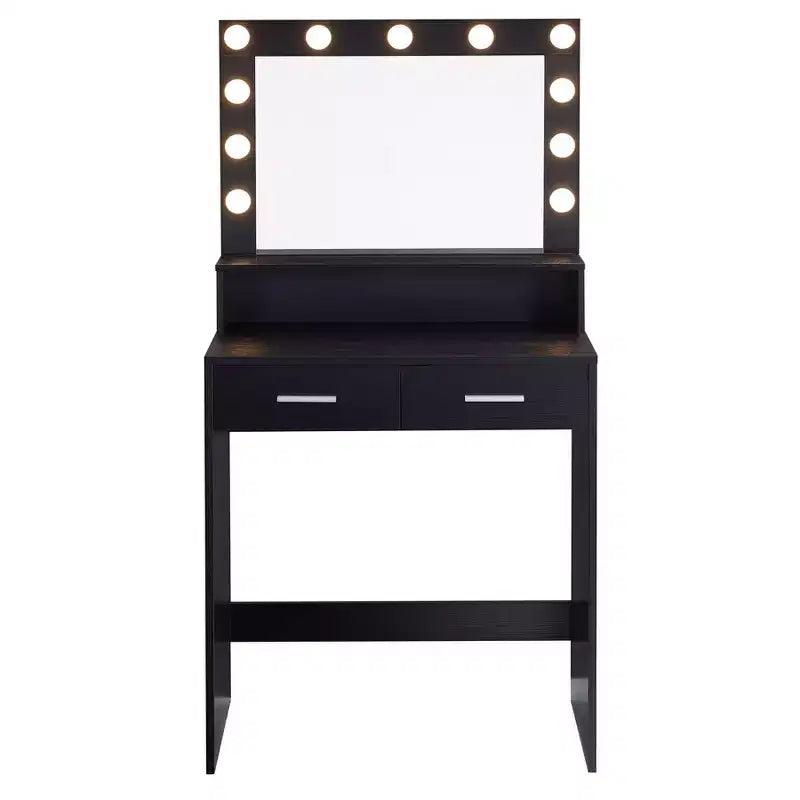 Okak eleganter Schminktisch mit breitem Spiegel, kleiner Schminktisch mit 2 Schubladen und Ablage, kompakter Schminktisch für Schlafzimmer, Wohnzimmer oder Studio