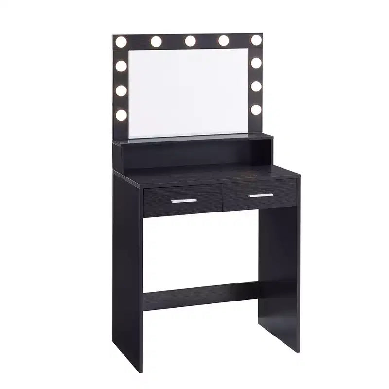 Okak eleganter Schminktisch mit breitem Spiegel, kleiner Schminktisch mit 2 Schubladen und Ablage, kompakter Schminktisch für Schlafzimmer, Wohnzimmer oder Studio