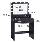 Okak eleganter Schminktisch mit breitem Spiegel, kleiner Schminktisch mit 2 Schubladen und Ablage, kompakter Schminktisch für Schlafzimmer, Wohnzimmer oder Studio