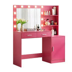 Okak 46.4IN Vanity Desk with Large Rectangular Mirror, Makeup Vanity with 2 Drawer and 1 Large Cabinet, Vanity Table for Bedroom, Living Room