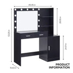 Okak 46.4IN Vanity Desk with Large Rectangular Mirror, Makeup Vanity with 2 Drawer and 1 Large Cabinet, Vanity Table for Bedroom, Living Room