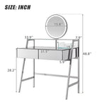 33.9 Vanity Desk with Lighted Mirror, Makeup Table Desk with Drawers, Transparent Storage Shelf and Charging Station, Vanity Makeup Table
