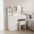 Homy Casa Vanity Desk with Lighted Mirror, Adjustable LED Lighting, White