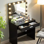 Toeletta con specchio, tavolo da trucco con luminosità regolabile e 3 modalità di illuminazione, cassetto, compatta per piccoli spazi, casa o soggiorno