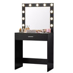 Toeletta con specchio, tavolo da trucco con luminosità regolabile e 3 modalità di illuminazione, cassetto, compatta per piccoli spazi, casa o soggiorno