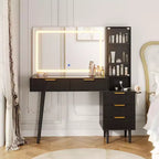 GustoWave 5 Drawers Vanity Desk, Makeup Dressing Table with Built-in USB Outlet Charging Station