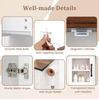 Costway toilettafel in landelijke stijl met spiegel met verlichting, make-uptafel met 3 deuren