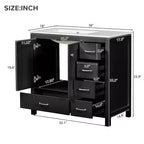 36 Bathroom Vanity with Ceramic Sink, Storage Cabinet, 2 Soft Close Doors, 5 Drawers, for Bathroom, Garage, Garden, or Office