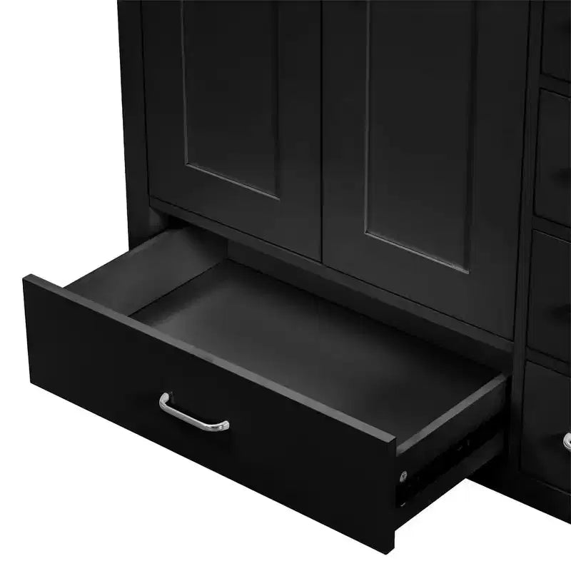36 Bathroom Vanity with Ceramic Sink, Storage Cabinet, 2 Soft Close Doors, 5 Drawers, for Bathroom, Garage, Garden, or Office