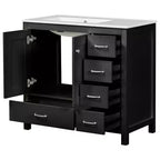 36 Bathroom Vanity with Ceramic Sink, Storage Cabinet, 2 Soft Close Doors, 5 Drawers, for Bathroom, Garage, Garden, or Office