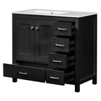 36 Bathroom Vanity with Ceramic Sink, Storage Cabinet, 2 Soft Close Doors, 5 Drawers, for Bathroom, Garage, Garden, or Office
