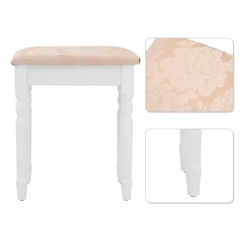 Costway Schminktisch-Set mit dreiteiligem Klappspiegel, 4 Schubladen und Hocker, Weiß