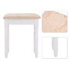 Costway Schminktisch-Set mit dreiteiligem Klappspiegel, 4 Schubladen und Hocker, Weiß
