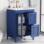 24 Bathroom Vanity with Sink, Bathroom Vanity Cabinet with Two Drawers and Door, Adjustable Shelf, Black