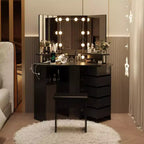 Makeup Vanity Desk - Vanity Desk Set with Lights & Power Outlet 5 Rotating Drawers 3 Lighting Adjustable,for Bedroom