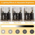 Make-uptafel – kaptafelset met verlichting en stopcontact, 5 draaibare laden en instelbare verlichting met 3 standen, voor de slaapkamer