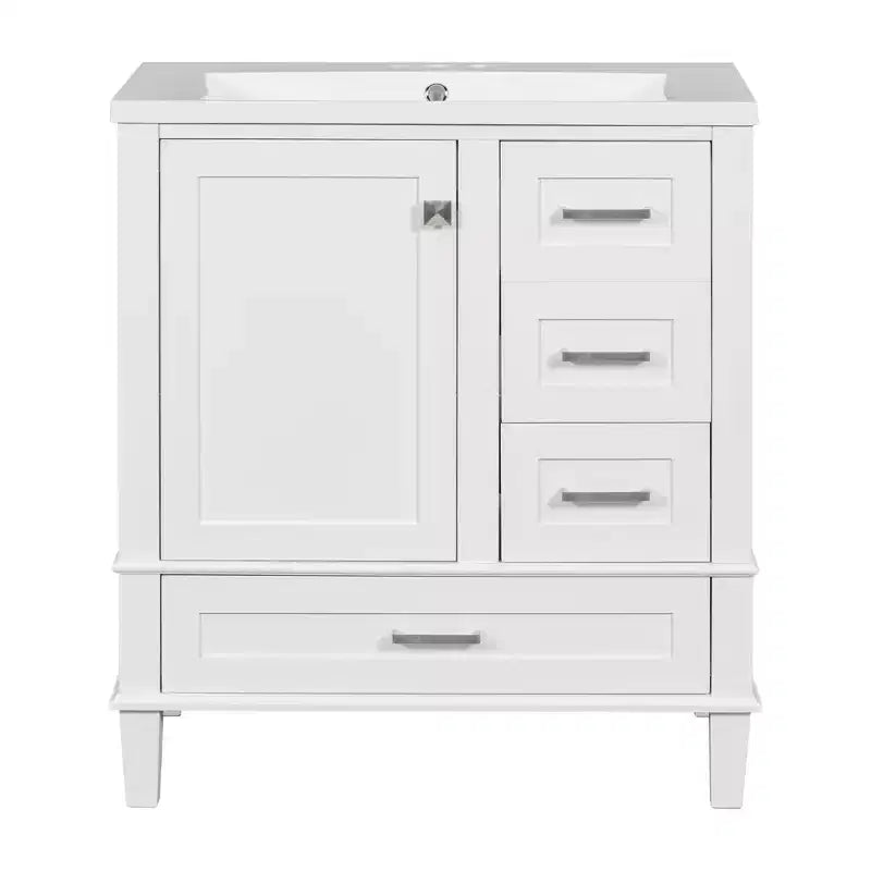 30 Bathroom Vanity With Undermount Ceramic Sink, Modern Bathroom Storage Cabinet With 3 Drawers & 1 Soft Closing Door